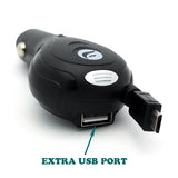 Retractable Car Charger Extra USB Port - MicroUSB - Fonus C01