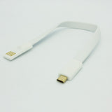 Short Micro USB Cable Charger Cord - Flat - Magnetic - White - Fonus M46