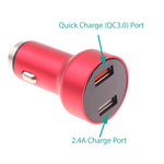 Car Charger 24W Fast 2-Port 6ft USB-C Cable DC Socket Power - ZDE14