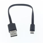 Short Micro USB Cable Charger Cord - Flat - Black - Fonus J81