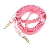 3.5mm Audio Cable Aux-in Car Stereo Speaker Cord - Flat - Pink - Fonus J28
