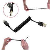 Micro USB Cable Charger Cord - Coiled - Black - Fonus K09