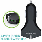 Car Charger 36W Fast 2-Port USB Coiled Cable Quick Charge DC Socket - ZDE38