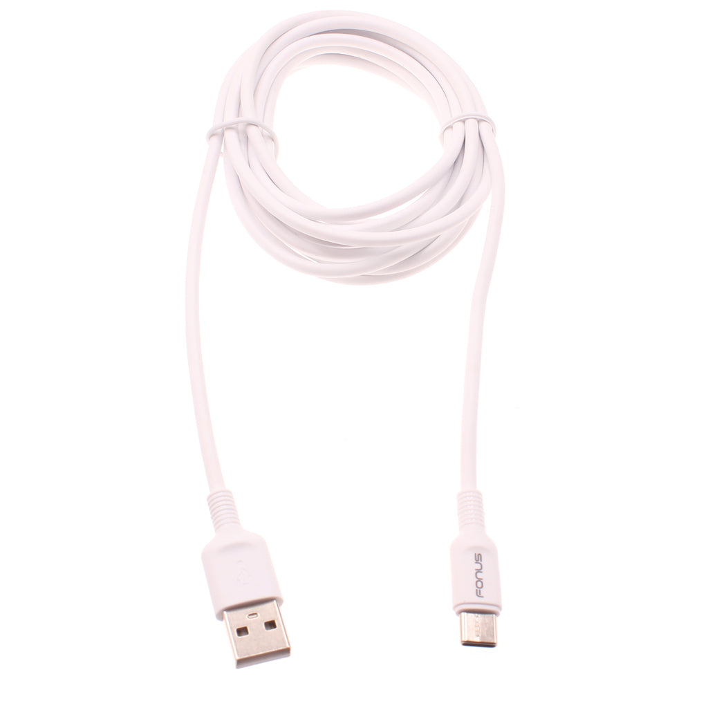 6FT USB-C To USB-C Fast Charging & Data Sync Cable – Long White Braided Cord For Phone/Tablet