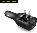 2-in-1 Car Home Charger 6ft Long USB Cable Power Cord Travel Adapter Charging Wire Folding Prongs - ZDY11