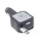 Retractable Car Charger 2-Port USB - One QC3.0 Port - USB-C - Fonus M43