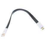 Short Micro USB Cable Charger Cord - Flat - Magnetic - Black - Fonus M38