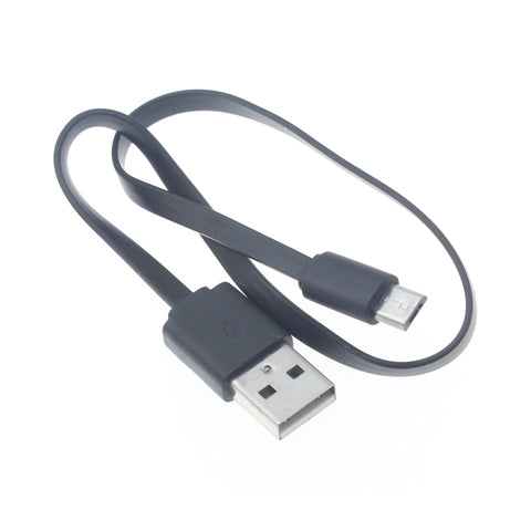 Short Micro USB Cable Charger Cord - Flat - Black - Fonus C29