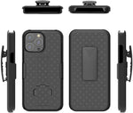 Belt Clip Case and 3 Pack Screen Protector Swivel Holster Tempered Glass Kickstand Cover 9H Hardness Anti-Glare - ZDA12+3Z32