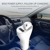 Mono Bluetooth Earphone Wireless Earbud Car Charger Combo - White - L89