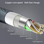 6ft Long Micro USB Cable Power Cord - PU Leather - Black - Fonus M25