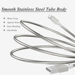 3ft USB to Lightning Cable Charger Cord - Metal - Silver - E80