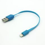 Short USB to Lightning Cable Charger Cord - Flat - Blue - M64