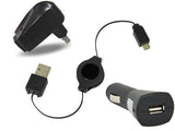3-in-1 Home Wall Car Charger Set - Retractable Micro USB Cable - B84