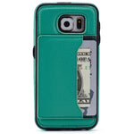 Leather Case Luxury Wallet Cover Credit Card ID Slot Stand - Green - Selna N88
