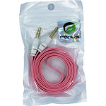 3.5mm Audio Cable Aux-in Car Stereo Speaker Cord - Flat - Pink - Fonus J28