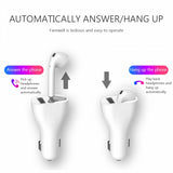 Mono Bluetooth Earphone Wireless Earbud Car Charger Combo - White - L89