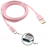 6ft USB-C Cable Fast Charger Cord Type-C - Pink - Fonus
