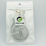 6ft Micro USB Cable Charger Cord - Flat - White - Fonus G42