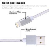 10ft MFI Certified USB to Lightning Cable - Braided - White - Pinyi - K75