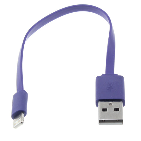 Short USB to Lightning Cable Charger Cord - Flat - Purple - M66