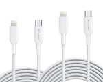 6ft and 10ft Long PD USB-C Cables Fast Charge Power Cord Type-C to iPhone Wire Data Sync High Speed - ZDY53