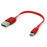 Short Micro USB Cable Charger Cord - Flat - Red - Fonus A58