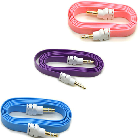 3-Pack Aux Cable Audio Cord 3.5mm Adapter Car Stereo Aux-in Speaker Jack Wire (Blue Purple Orange) - ZDG73