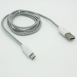3ft Micro USB Cable Charger Cord - Braided - White - Fonus M15