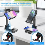 Dual 10W Wireless Charger Fast Foldable Stand 2-Coils Charging Pad - ZDJ96
