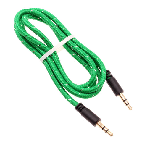 3.5mm Audio Cable Aux-in Car Stereo Speaker Cord - Braided - Green - Fonus B39