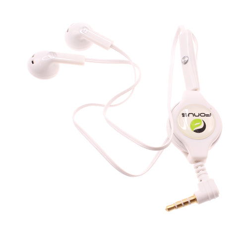 Retractable Earphones 3.5mm Headphones - Dual Earbuds - White - Fonus B56