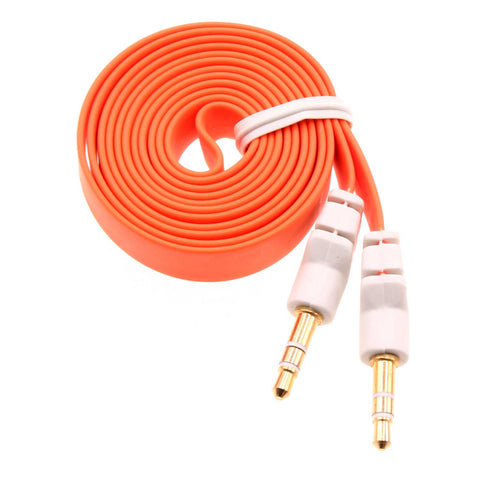 3.5mm Audio Cable Aux-in Car Stereo Speaker Cord - Flat - Orange - Fonus J04