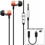 Wired Headphones Hi-Fi Sound Earphones - USB-C Adapter - Silver - Fonus S70