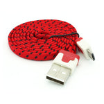 3ft Micro USB Cable Charger Cord - Flat - Braided - Red - Fonus J38