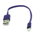 Short USB to Lightning Cable Charger Cord - Flat - Purple - M66