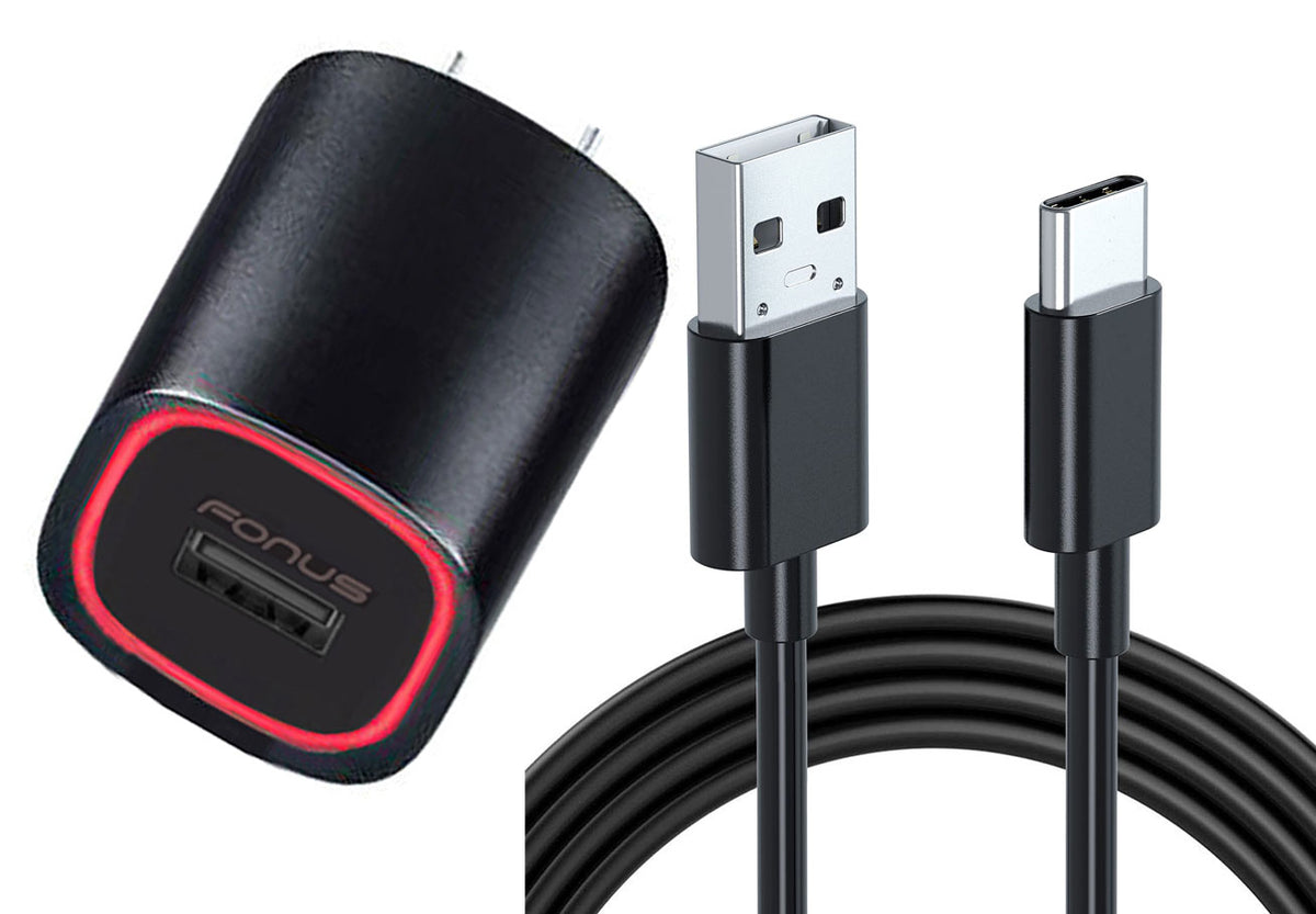 2.4A Home Wall AC Charger 6ft Long USB-C Cable - Fonus A07 – uzid