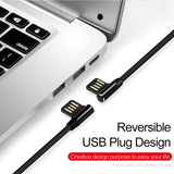 10ft USB to Lightning Cable - 90 Degree Right Angle - Braided - Black - R36