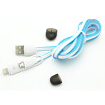 2-in1 6ft USB Cable Charger Cord - Flat - Blue - Fonus F63