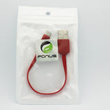 Short Micro USB Cable Charger Cord - Flat - Red - Fonus A58