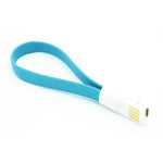 Short Micro USB Cable Charger Cord - Flat Magnetic - Blue - Fonus M77
