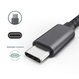 10ft USB-C Cable Charger Power Cord - Braided - Gray - Fonus R38