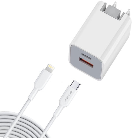 38W PD Home Charger Fast Type-C 6ft Long Cable USB-C Power Cord QC3.0 Adapter - ZDG95