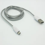 10ft Micro USB Cable Charger Cord - Braided - White - Fonus S50