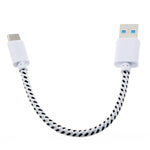Short USB-C Cable Charger Cord - Braided - White - Fonus S39