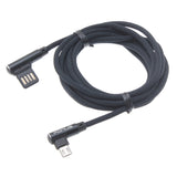 10ft Micro USB Cable Power Cord -90 Degree Right Angle - Braided - Black - Fonus R35