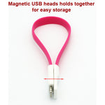 Short USB to Lightning Cable Charger Cord - Flat Magnetic - Pink - E66