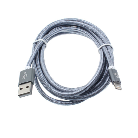 6ft MFI Certified USB to Lightning Cable - Braided - Gray - Pinyi - R24 1042-1