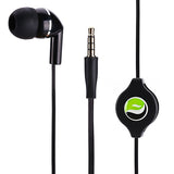 Retractable Mono Earphone 3.5mm Headphone In-Ear Single Earbud - Black - Fonus F75