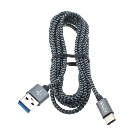 6ft USB-C Cable Charger Power Cord - Braided - Gray - Fonus K27